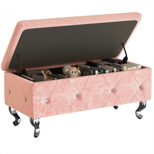 Pink Storage Ottoman Bench